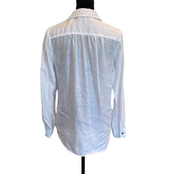 Jones New York 100% linen white long sleeve pullover top blouse size medium - Picture 5 of 12
